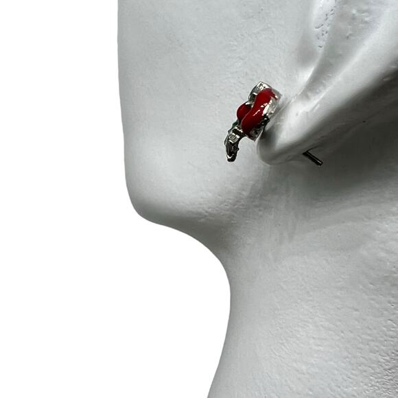 Vintage Holiday Candy Cane Stud Earrings - Christmas Festive Jewelry - Picture 4 of 7